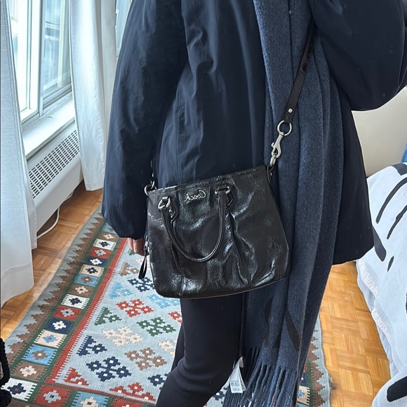 Brown Patent Leather Convertible Crossbody Bag - Picture 12 of 14